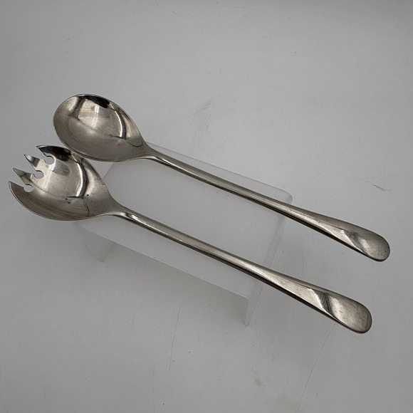 Vintage Silver Plated Salad Serving Spoon & Fork Set from ITALY - 2-Piece Set - Picture 1 of 8